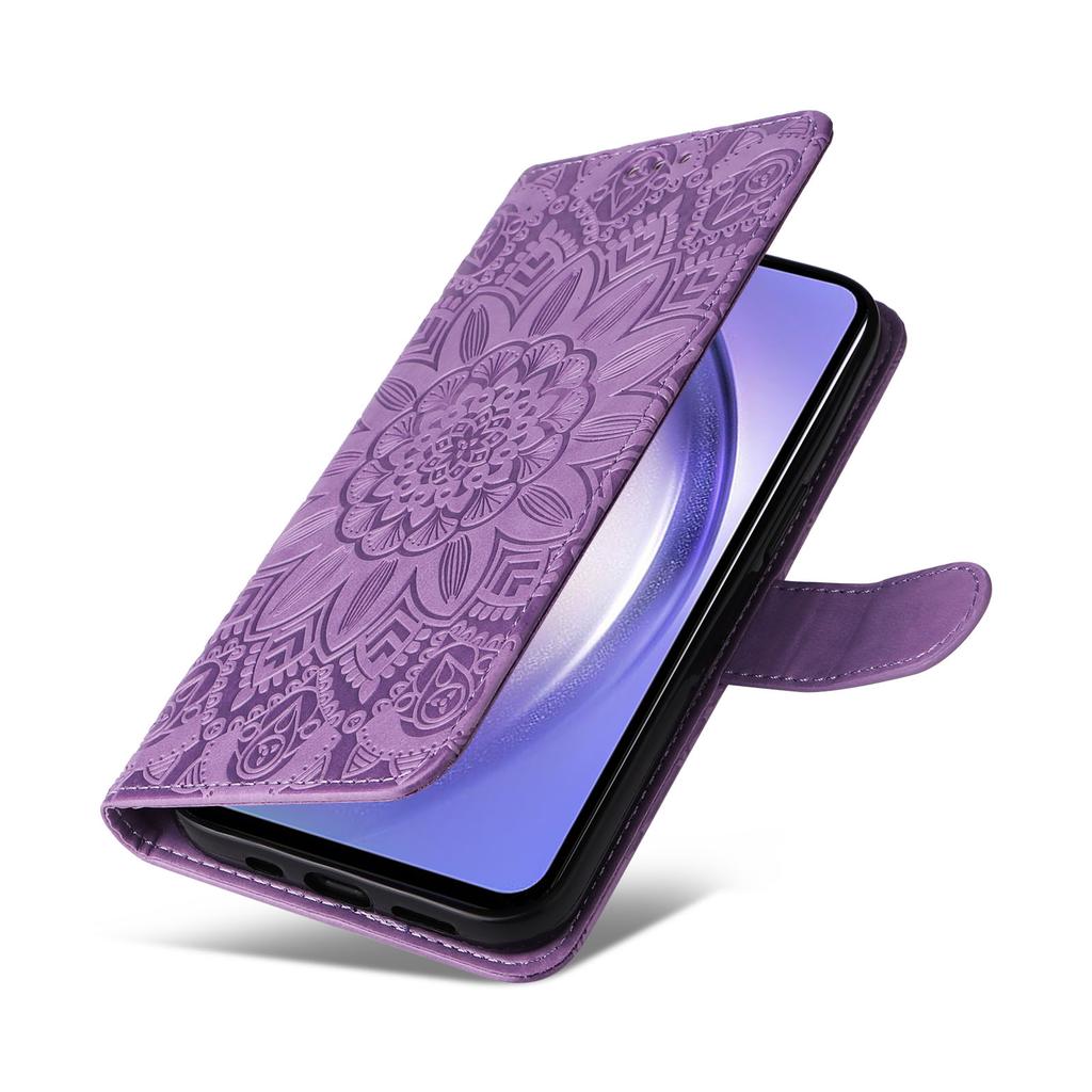 For Samsung Galaxy M54 5G/F54 5G PU Leather Flip Phone Case Sunflower Imprinted Stand Wallet Cover
