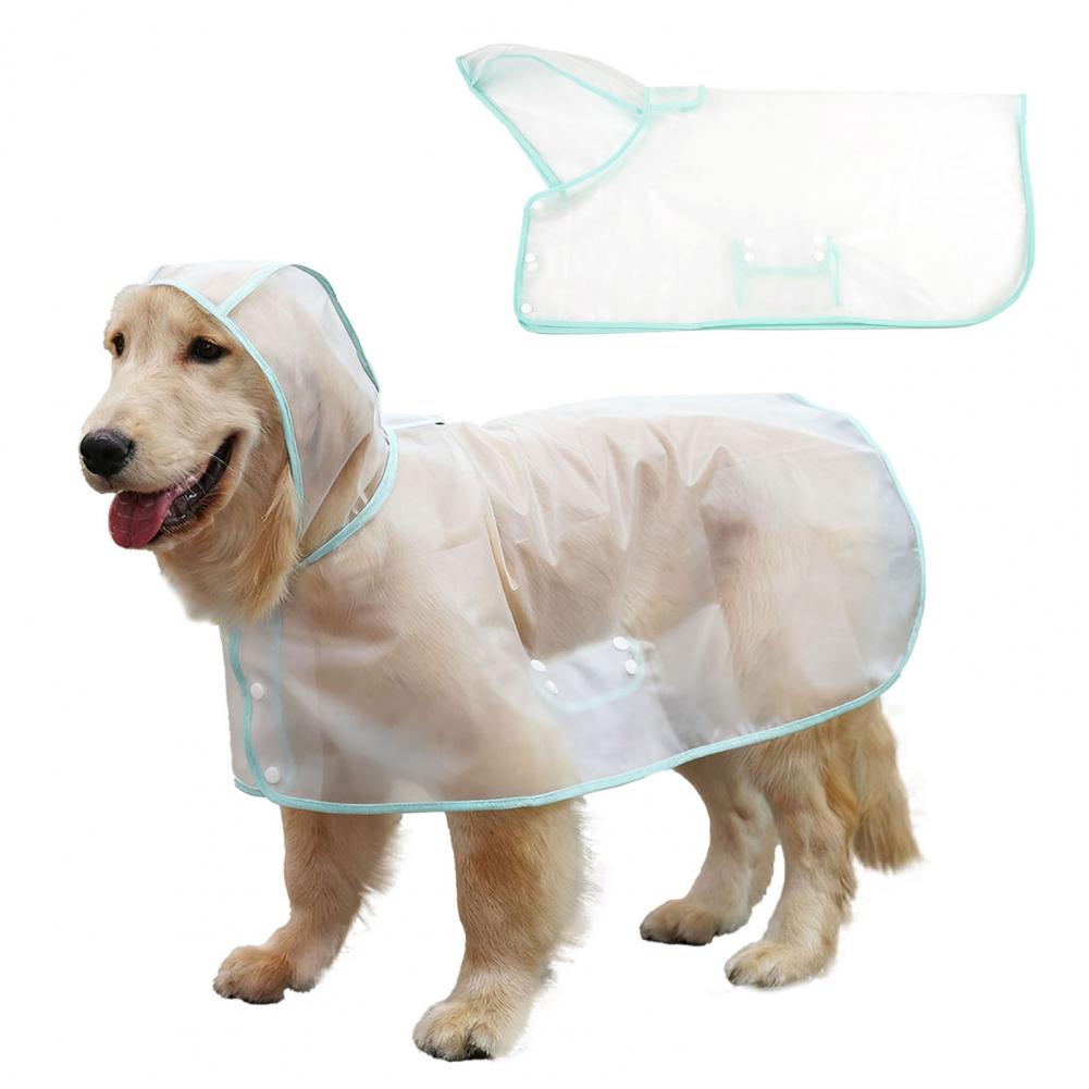 Waterproof Dog Poncho Dog Raincoat with Buttons Waterproof Dog Raincoat with Hood Leash Hole for Dogs Transparent for Puppies
