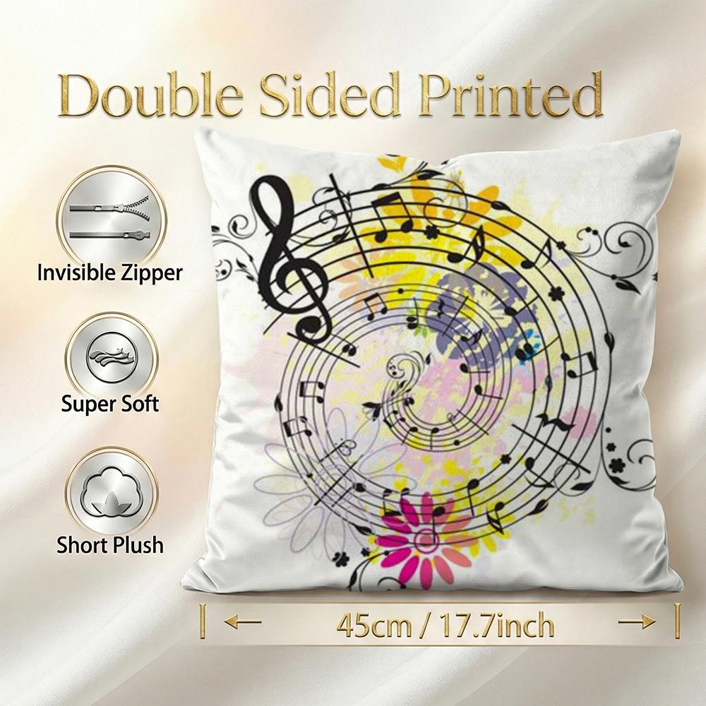 Art Sheet Music Printing Cushion Cover 1Pcs Decorative Covers Soft Cushion Case For Sofa Couch Decor 40X40 45X45 Pillowcases