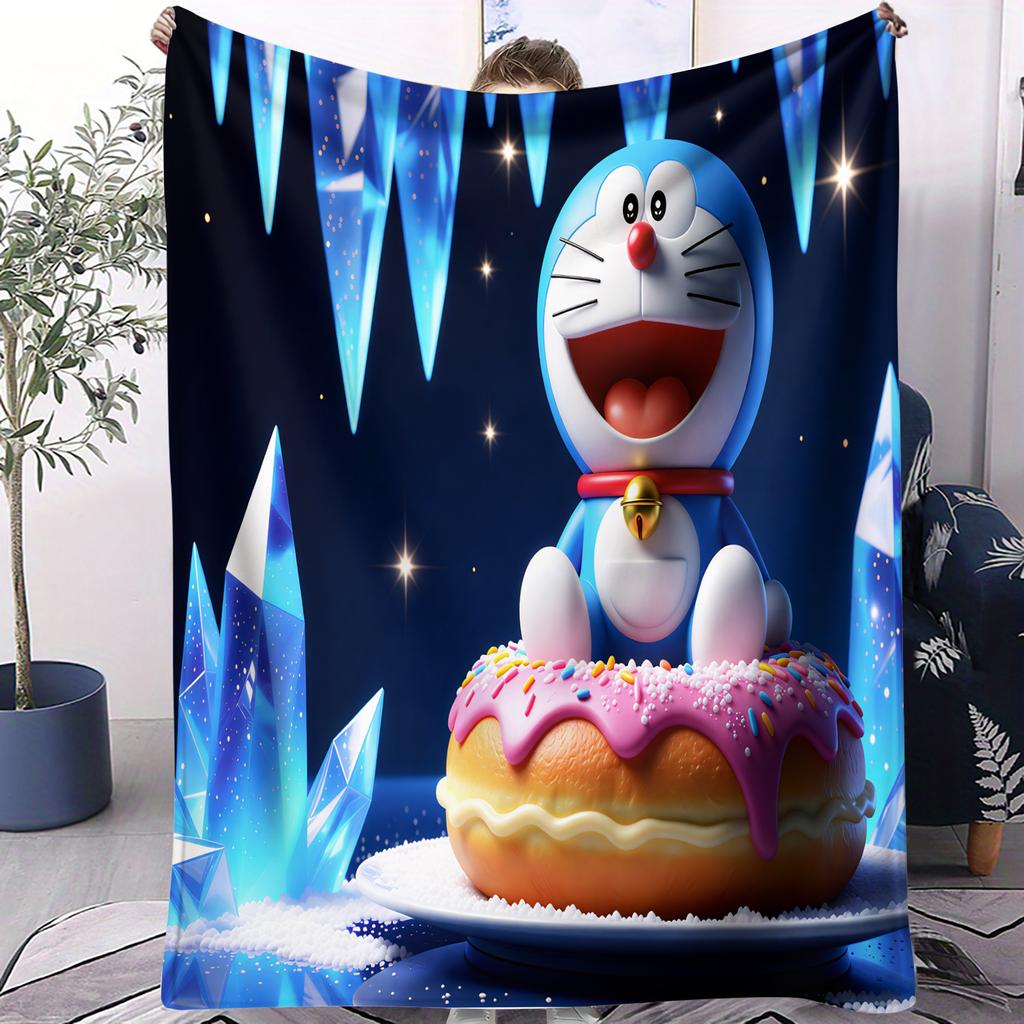Doraemon Japanese Anime Small Cover Blanket Plush Sofa Throw Blanket Novelty Warm Blanket All Season Children Student Kids Gift