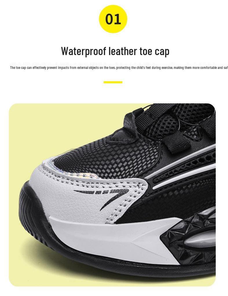 2025 Boys' Autumn Sports Shoes: Non-slip, Wear-resistant Rotary Buckle Running and Basketball Shoes