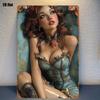 Vintage Blechschilder Metall Retro Frauenstatue Kunstposter für Schlafzimmer Garten Bar Dekor