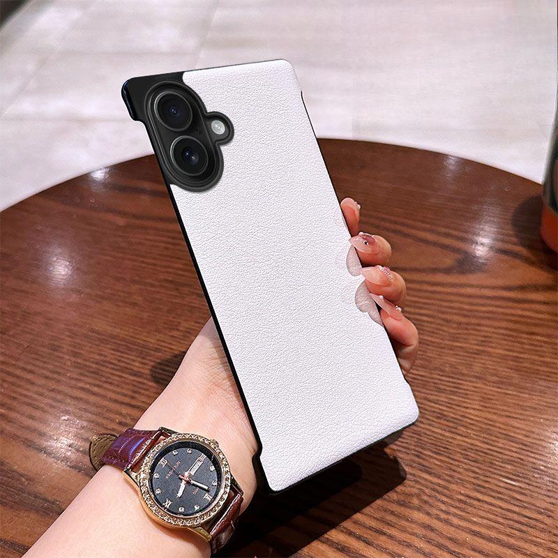 Applicable To IPhone16 Frameless Plain Leather Mobile Phone Case Simple 14 Apple 15 Promax Protective Case PC Hard