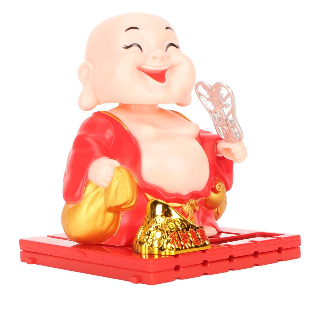 Solar Buddha Figurine Maitreya Auto Hand Shaking Solar Powered   ABS Buddha Statue for Home Car