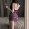 Sexy Underwear Pure Desire Perspective Mesh Lace Suspender Nightdress Sexy Inner Strap Deep V Nightdress