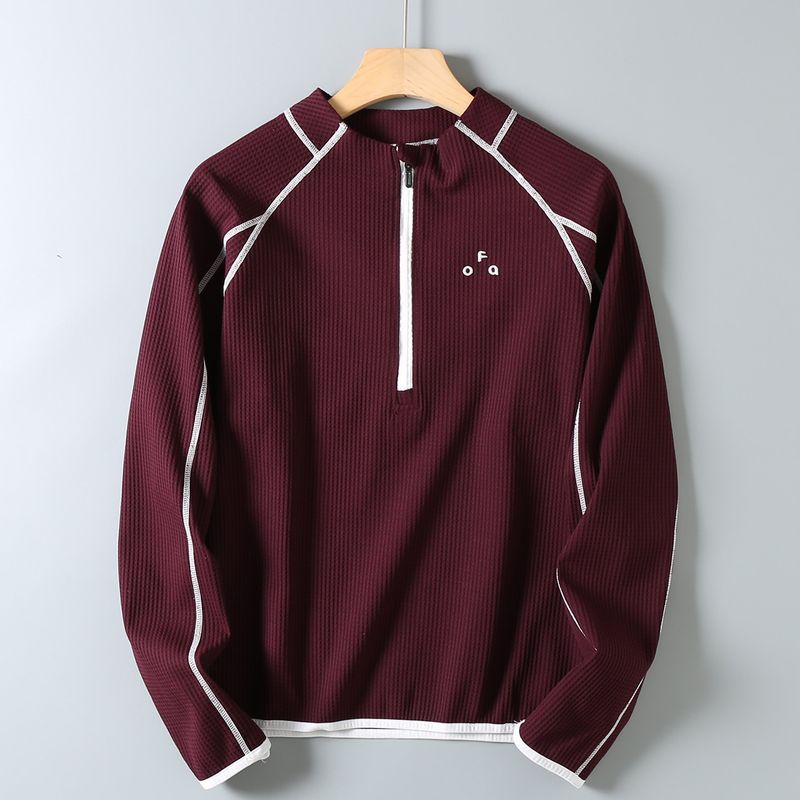 Original Factory Surplus Outdoor Mountain-Style Couple's Half-Zip Design Color-Blocked Contrast Stitching Sports Long-Sleeve Base Layer T-Shirt