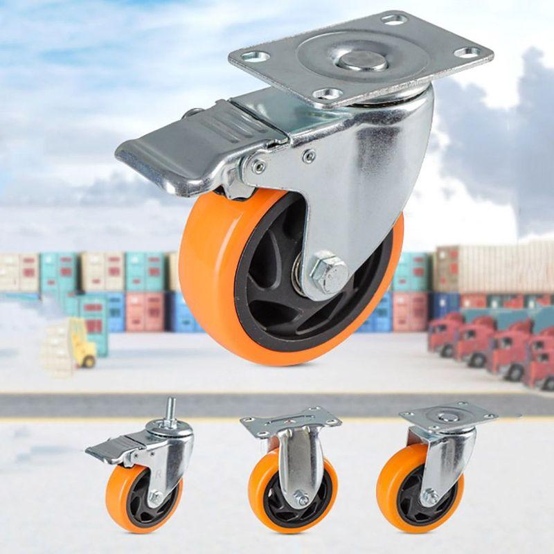 3" / 4" /5'' Wheel Swivel Casters PVC Blackheart Orange Face Furniture Castor dual-axis Brakes Industrial wheels Table Shelf