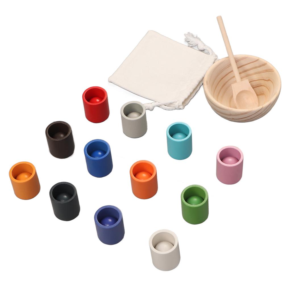 Balls Cups Color Sorting Toy Fine Motor Training Color Sorting Early Educational Wooden Sorter Game