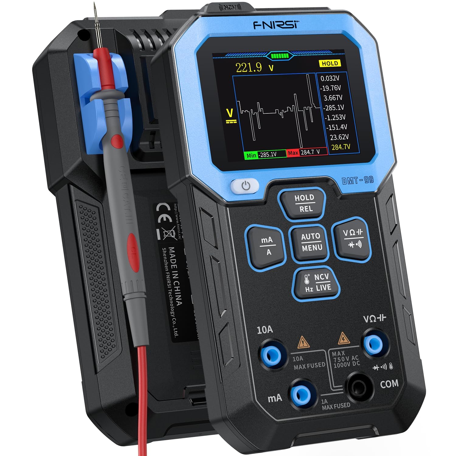 

FNIRSI DMT-99 Tester Digital Rechargeable Multimeter ACDC Voltmeter Circuit Tester 9999 Counts with Non-Contact Voltage Detection Function 2.4 Inch