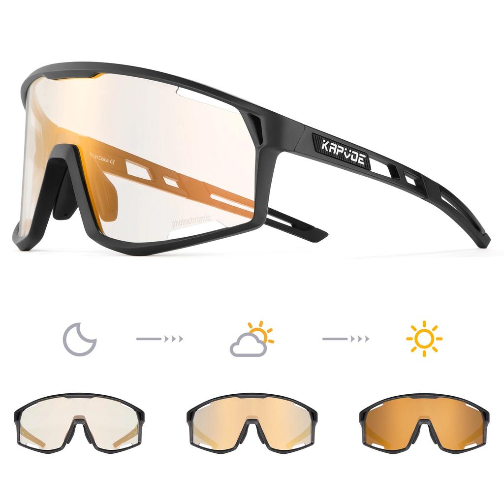 Kapvoe Photochromic Cycling Glasses Sunglasses for Men's Cycle Sun Glasses MTB UV400 Goggles Woman Road Bike Bicycle Eyewear