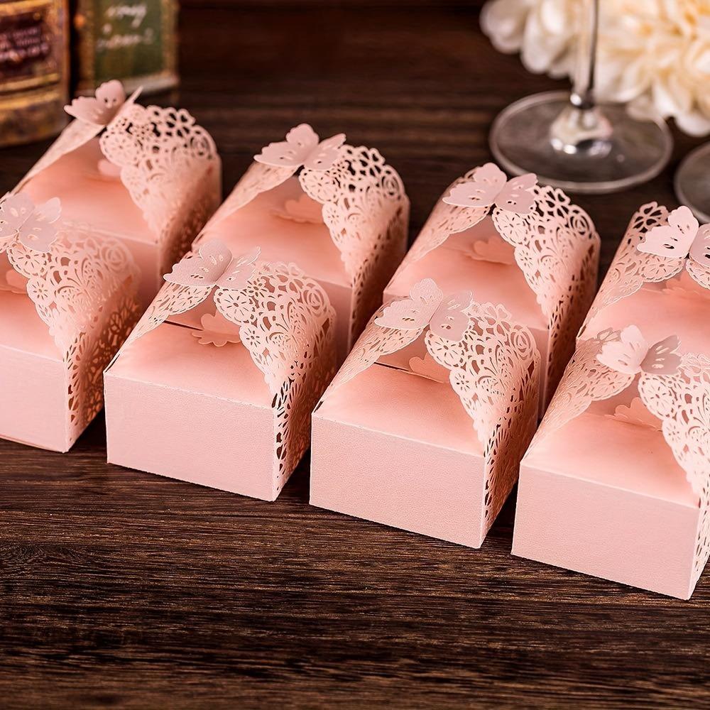 50pcs Laser Cut Favor Boxes Floral Favor Boxes Party Favor Boxes for Bridal Anniverary Wedding Party Favor Pink Small Business Supplies Packaging Box