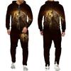 Tuta colorata con stampa 3D lupo Cool Hip Hop Streetwear Felpa con cappuccio con cerniera Tuta Uomo Donna Felpa con cappuccio casual Pantaloni da jogging