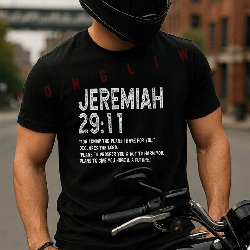 JEREMIAH 29 11 Quote Graphic Motorcycle T-Shirt Cotton Cute Men T Shirts Summer Casual Short Sl