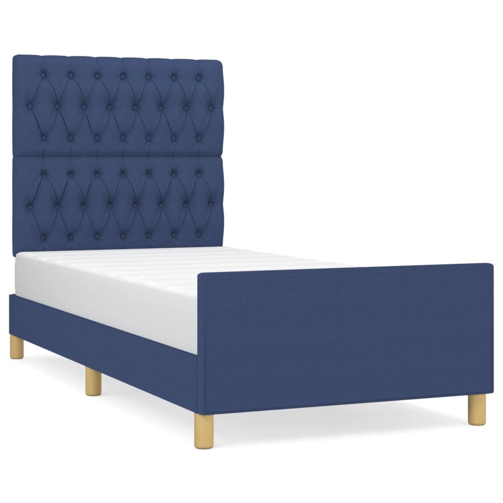 Bed Frame without Mattress Blue 90 x 190 cm Fabric