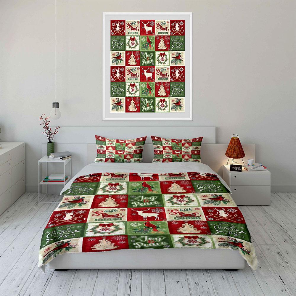 Cardinals, Wreaths, Deer, Snowflakes. Bedding Sets Duvet Cover Sets Duvet Covers Pillowcases(1 * Duvet Cover 2 * Pillowcases Without Duvet Insert)