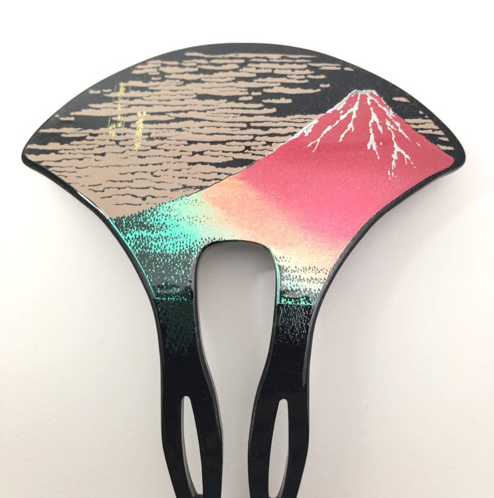 Maeju lacquerware Lacquer Hairpin, Red Fuji (B) 4X-131