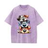 SX-25 MINISO 2026 Summer Vintage Wash  Printed Pure Cotton Shoulder Style Men's and Women's Round Neck Short Sleeved Couple T-shirt