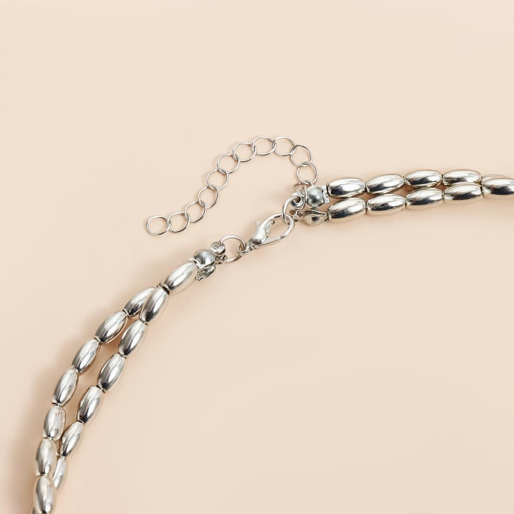 Pigeon Pendant Necklace for Women Oval Beaded Collarbone Chain Vintage Jewelry Gift
