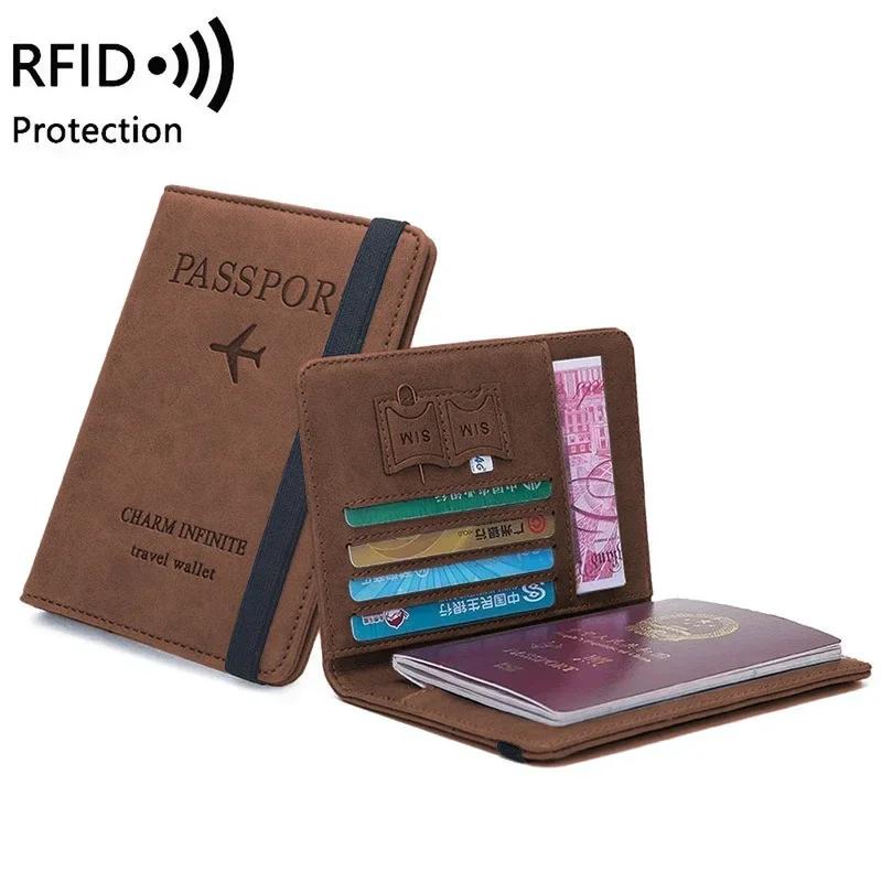 Women Men RFID Vintage Business Passport Covers Holder Multi- ID Bank Card PU Leather Wallet Case Travel Accessories
