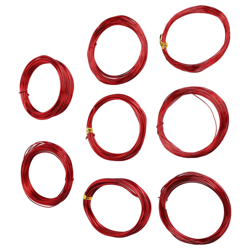 8 Rolls 0.6‑3mm DIY Jewelry Beading Wire Aluminum Craft Wire for Jewelry Making Red