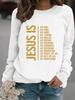 Women's Casual Long-Sleeve Slogan Print Round Neck Pullover Hoodie