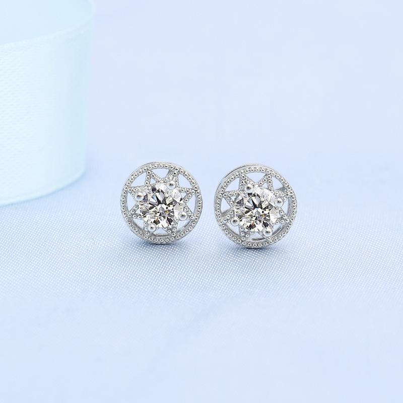925 Sterling Silver Earrings For Women Round Zircon Earrings Sparkling Party Wedding Jewelry Gift Accessories