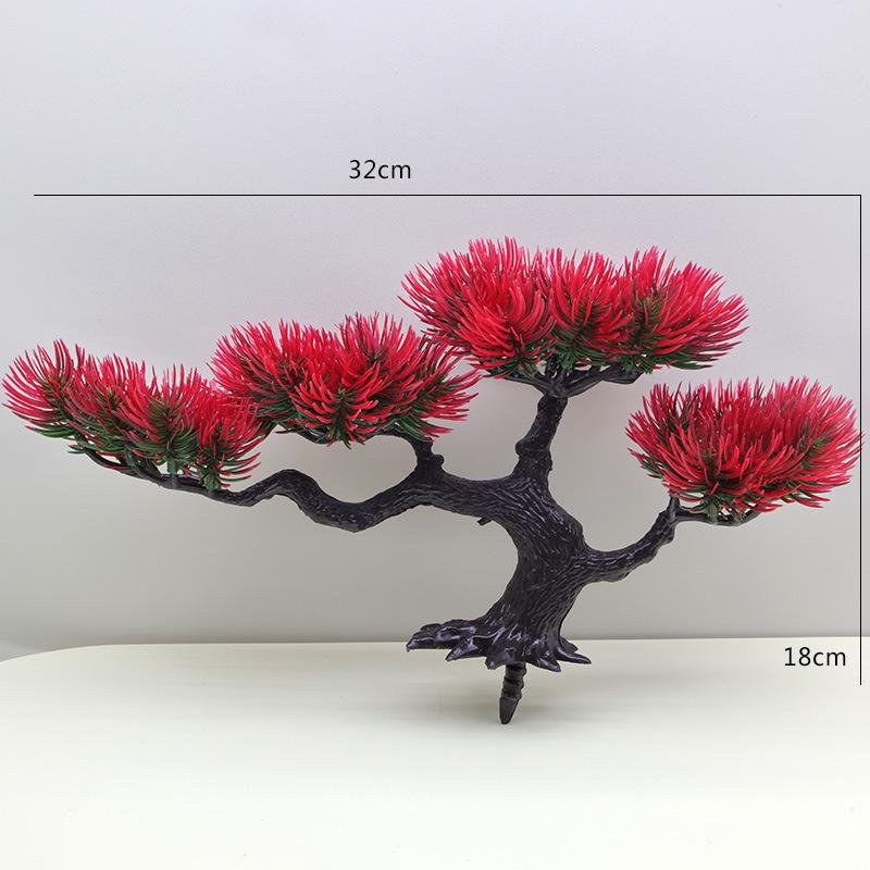 Artificial Pine Bonsai Desktop Decoration - Small Potted Green Plant Ornament for Living Room