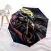 Motorcycle, Halloween Themed Automatic Opening and Closing Umbrella, Brightly Colored 8-rib Portable Umbrella, Suitable for Men and Women