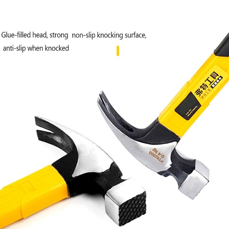 Magnetic Head Claw Hammer With Antislip Shock Absorbing Handle For Nail Driving Demolitions And Woodworking Projects