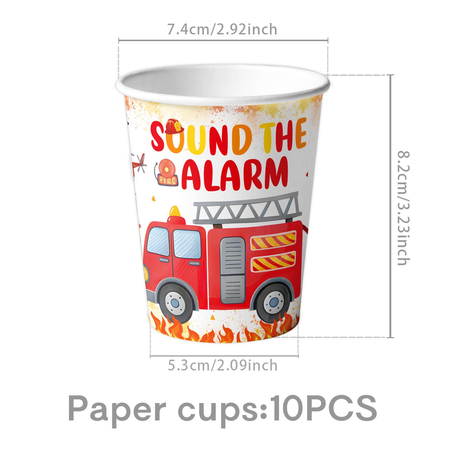 

Custom Fire Truck Party Supplies Birthday Party Decoration Arrangement Props Paper Plates Paper Cups Tablecloths Paper Towels Banners Paper cup 10pcs