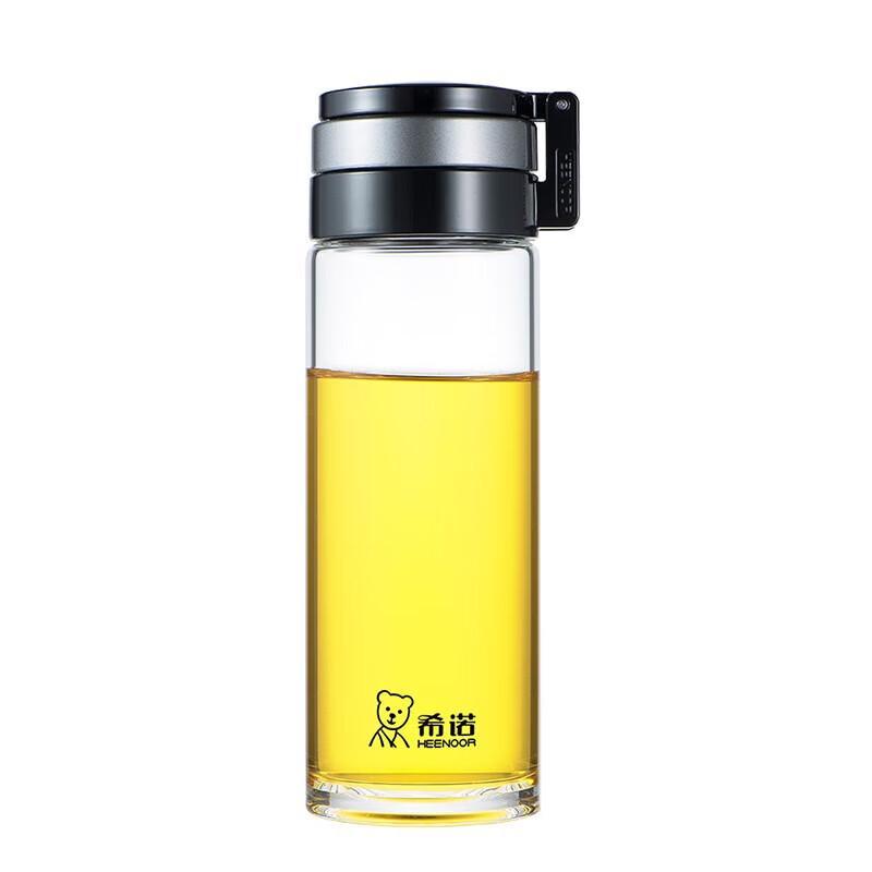 XINUO Portable Borosilicate Glass Water Bottle with Tea Infuser