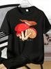 Unisexs Tee Vivid Cartoon Red Mushroom Cluster Print Cotton Short Sleeve Male Casual Streetwear Outdoor Daily Basic Fashion Top