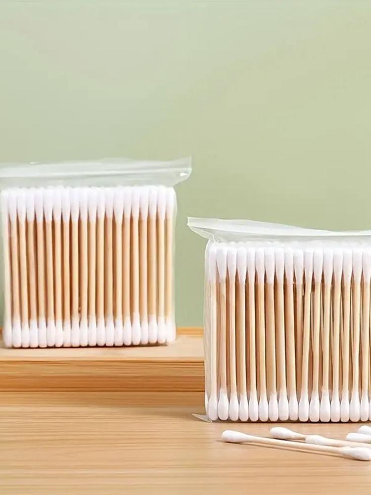 

10 Bags Ear Cleaning & Makeup Swabs - Double-Tipped with Kapok Sticks | Round Box Packaging, Sterile & Gentle | Multipurpose for