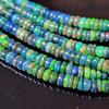 Smooth Polish Rainbow Flashy Rondell Ethiopian Opal Beads, Black Opal strand beads.