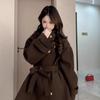 Women's Elegant Woolen Coat - Korean Style, High-End Design for Autumn/Winter 2026