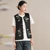 Spring Retro Chinese-Style Hanfu Vest: Women's Satin Embroidered Cardigan with Frog Buttons
