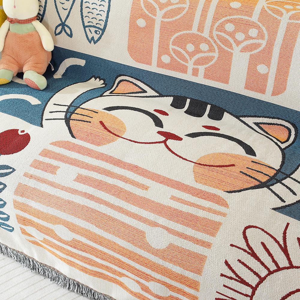 Cartoon Sofa Cover Double Use Beds Blanekets Throw Blanket Picnic Mat With Tassel Sofa Bed Universal Decorative