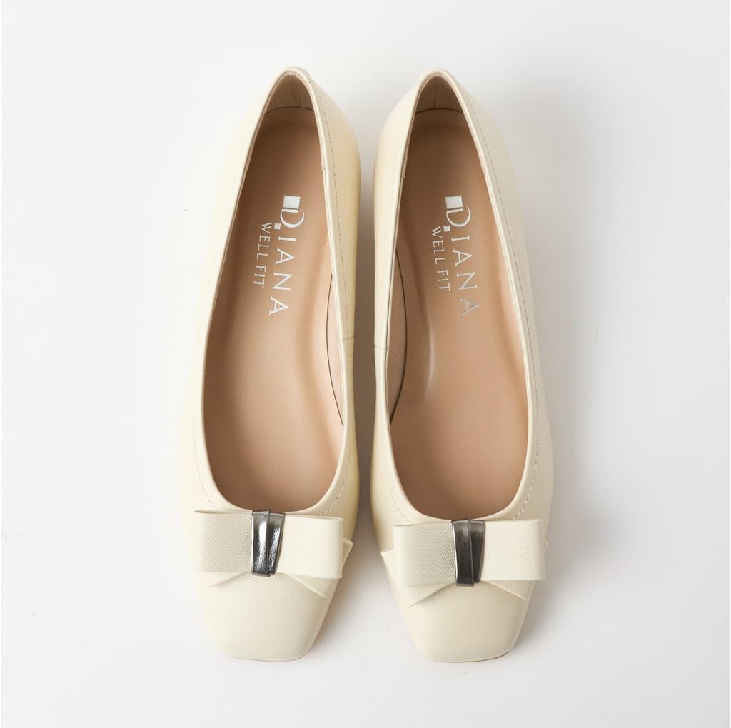 Diana Wellfit flache Schuhe mit niedrigem Absatz, Hergestellt in Japan, Weiß/Elfenbein, Größe 23,5 cm, 116335600011