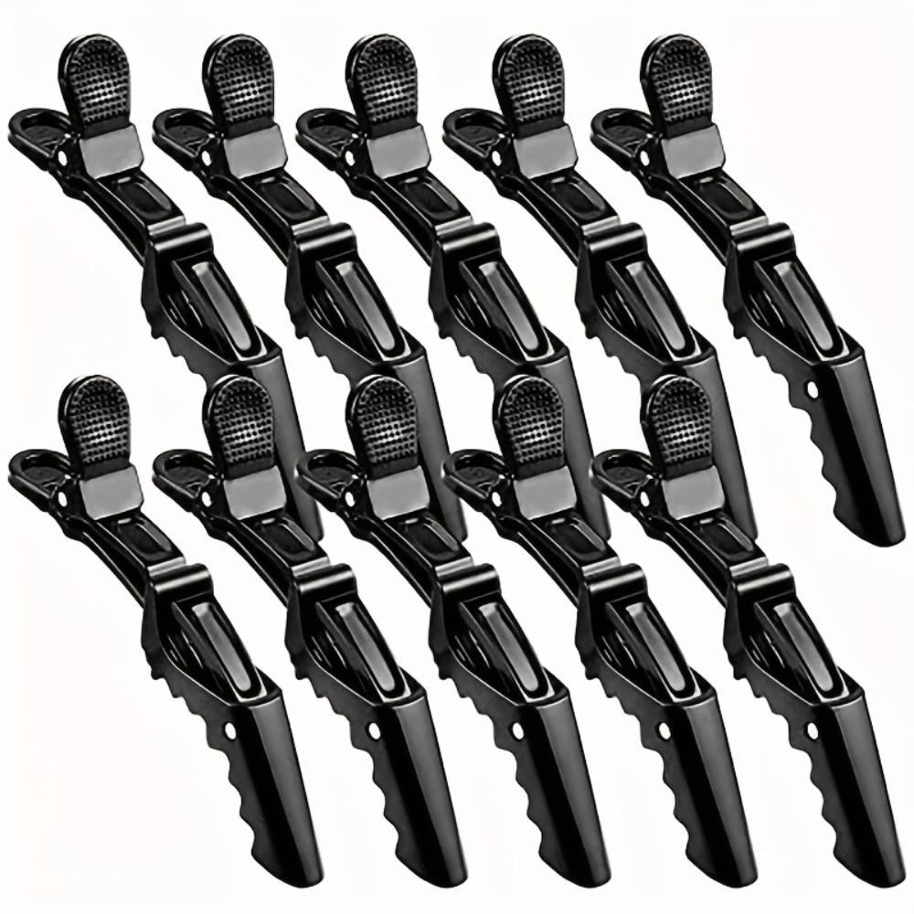 10pcs Black Alligator Hair Clips Sectioning Clips Hair Styling Non-slip Salon Clips Cutting Coloring Blow Drying Hairstyling