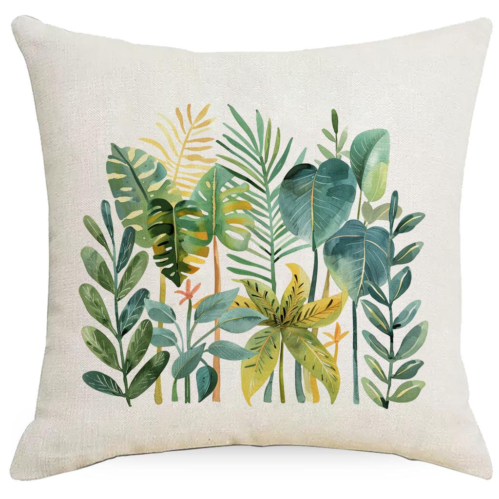 Summer Plant Leaves Pillow Simple Modern Tropical Plant Green Plant Pillow Sofa