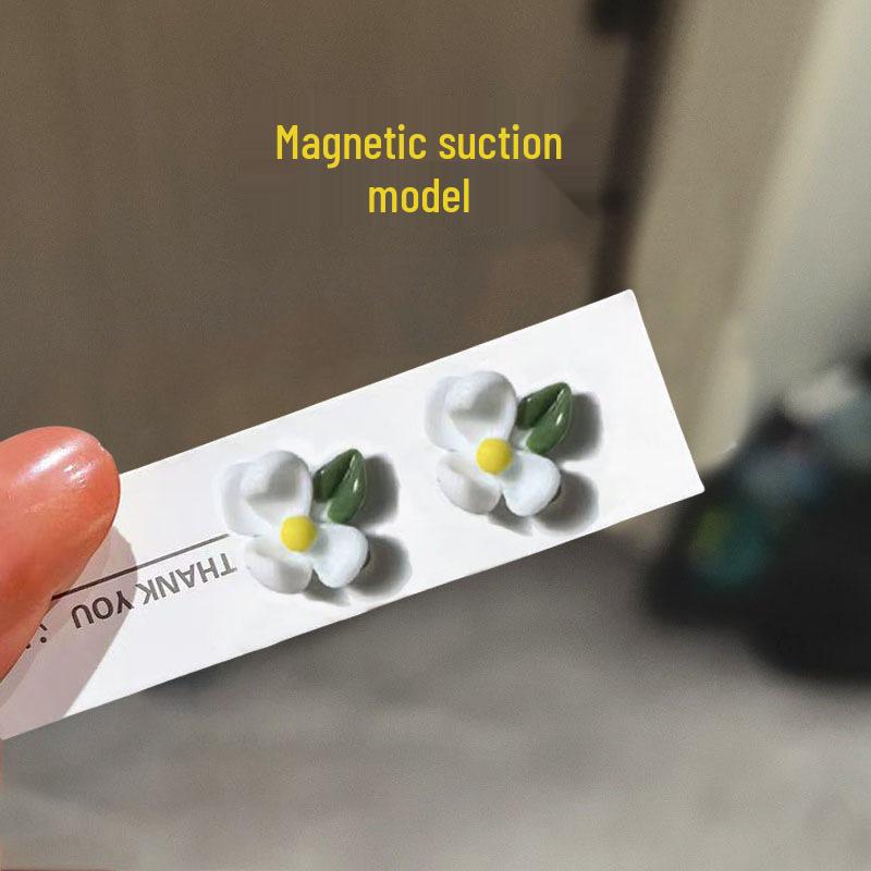 Sweet Camellia No-Piercing Magnetic Butterfly Earrings for Women