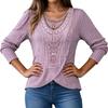 Women's Crewneck Pullover Blouse with Lace Trim and Asymmetric Hem for Casual Wear