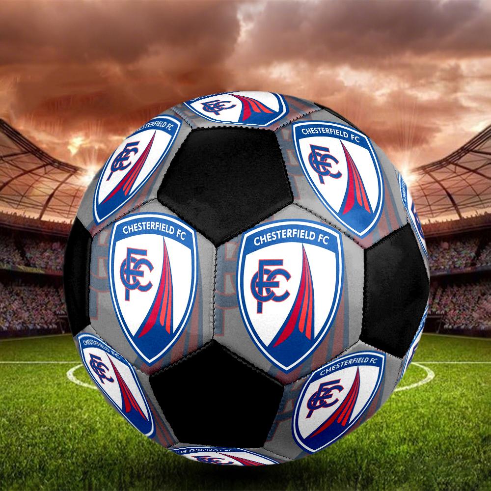 Chesterfield F.C Indoor Soccer Ball Colorful Machine Stitched PVC Size 5 Team Training Competition Ready Durable High-Bounce Cool Sports Gift