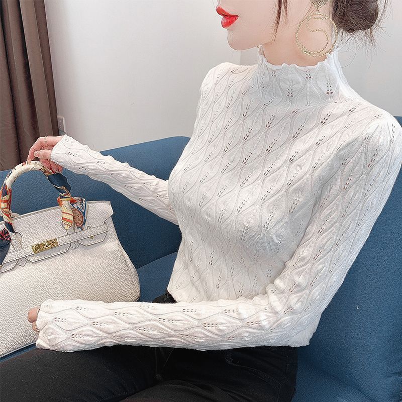 

Водолазка Базовий шар Топ для жінок Спідня білизна Осінь Зима Довгий рукав Трикотаж Пуловер Светр Осінній Топ 2XL білий