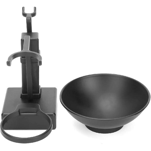 Shaving Brush Holder, Black Stainless Steel Shaving Brush Razor Stand with Soap Bowl Set Razor Holder Stand for Men boyfriend Husband Lover