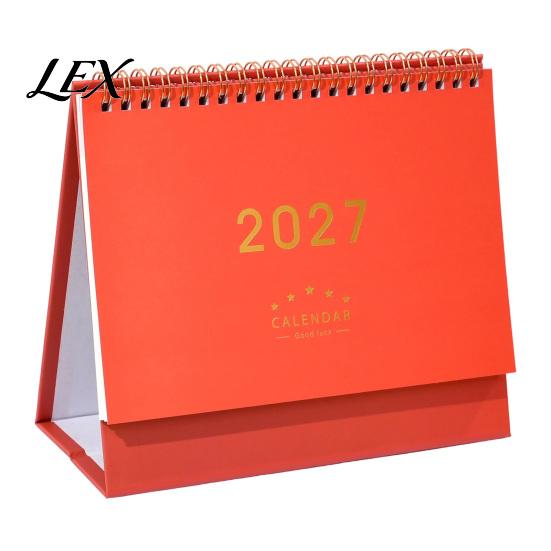 Monthly Organizer for Desk 2027 Calendar, Standing Flip Desktop Minimalist Gold Foil Cover Academic Year Calendar Planner, Thick Paper Note
