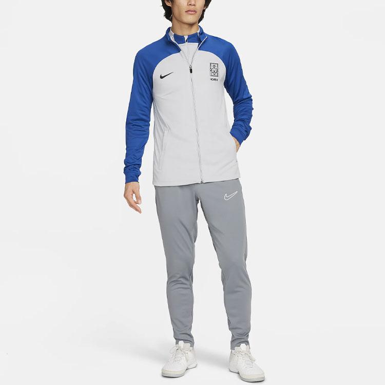 Nike Logo Pattern Printed Color Block Long Sleeve Jacket Men jackets Blue DH5599-014