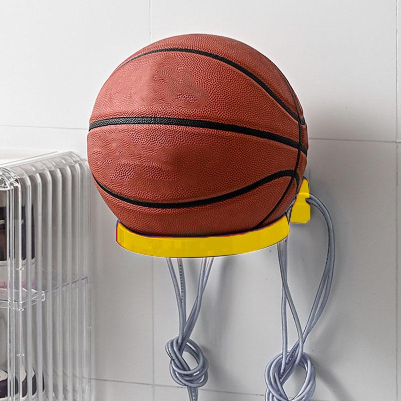 Soccer Ball Wall Mount Display Holder Plastic Football Storage Rack Basketball Supplies Yellow