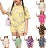 Kids Casual Two Piece Set Short Sleeve Top and Shorts Animal Pattern Lightweight Comfortable Summer Outfit for Boys and Girls