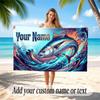 Fish Ocean Theme Beach Towel Personalized Custom Name & Text Soft Quick Dry Beach Towel for Swimming Travel